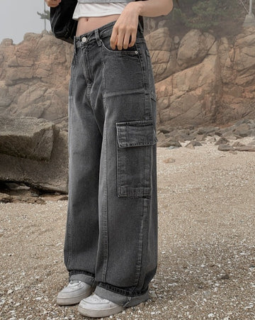 Rolling Cargo Denim Wide Pants